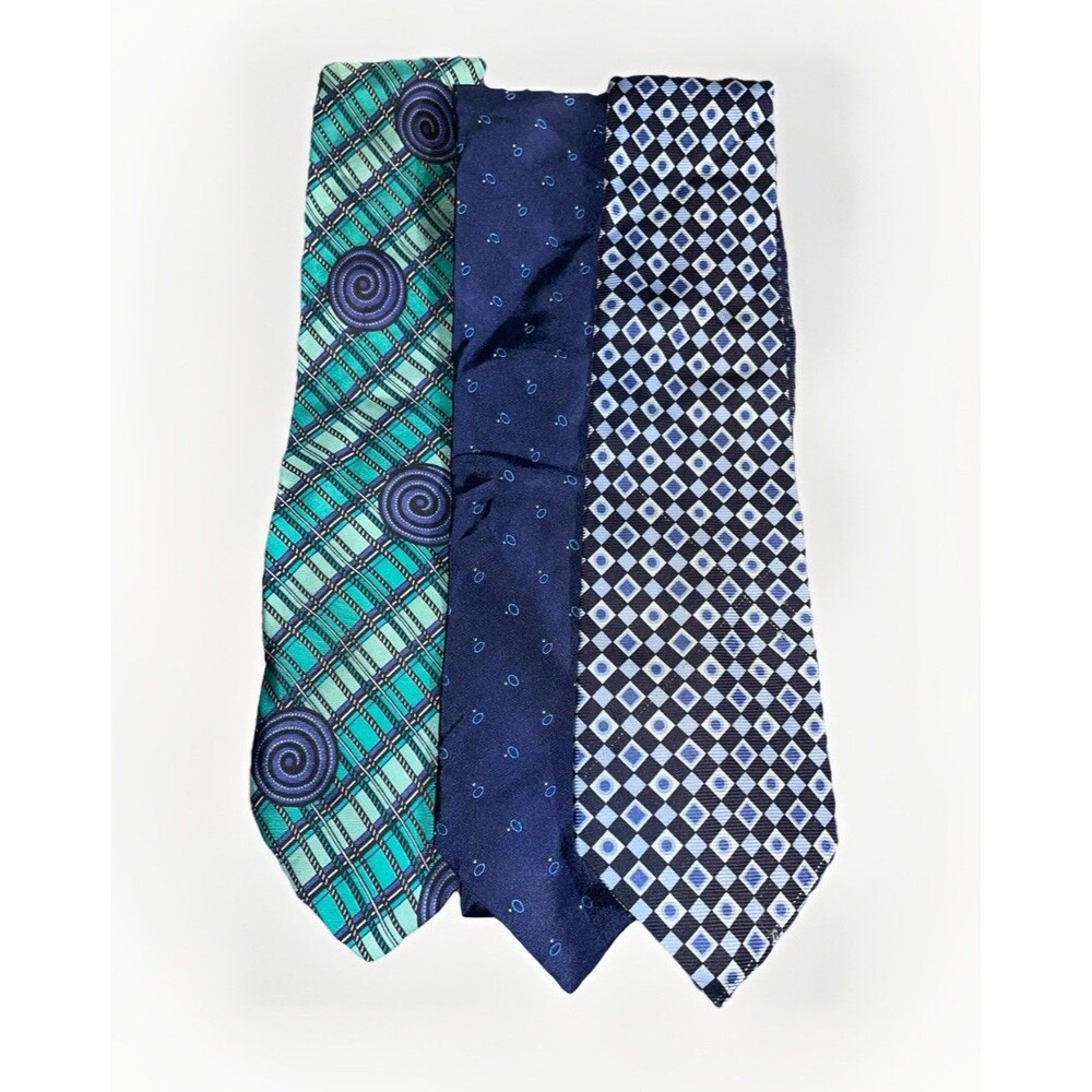 Men’s Silk Blue Printed Tie Lot Of 3